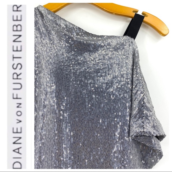 💕SALE💕Diane Von Furstenberg Silver Sequins Dress - Picture 8 of 14